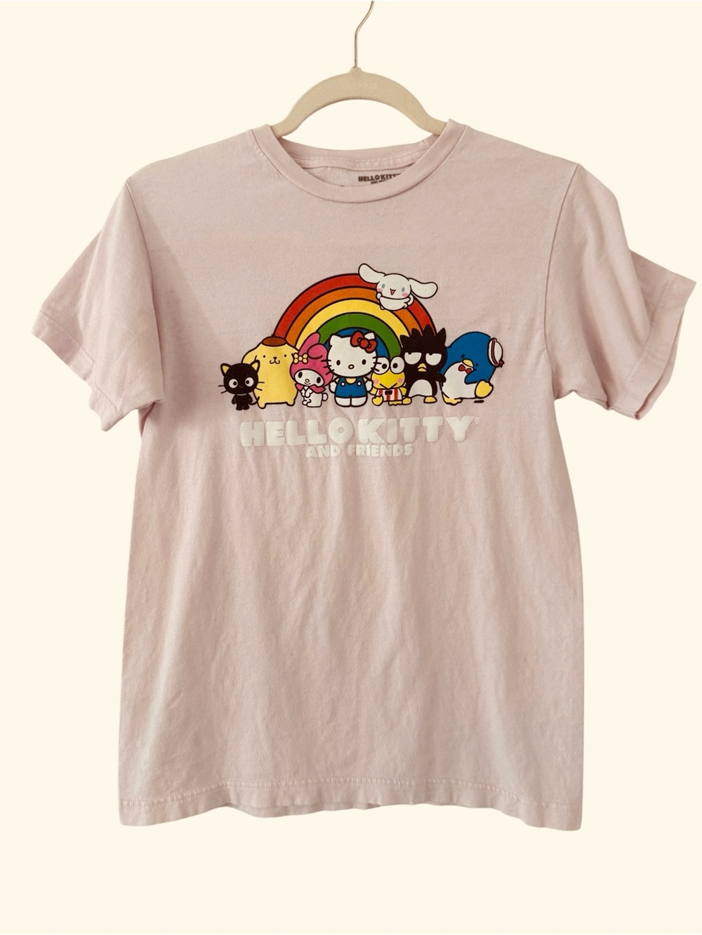 Sanrio Hello Kitty and Friends Light Pink Cotton Graphic Tee Shirt Size S